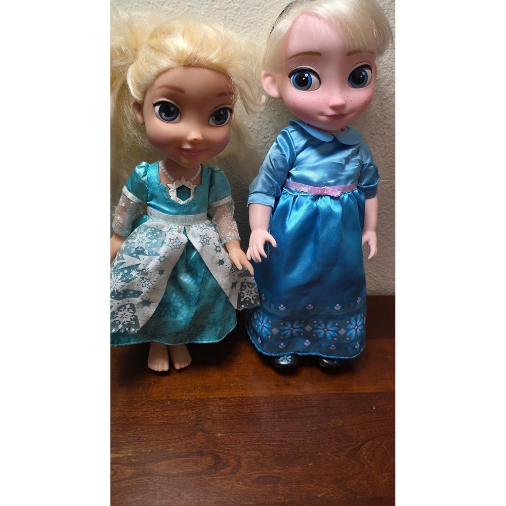 Disney Frozen Elsa Anna Toddler Doll Set Girls 13" Blue Gowns Animators Style